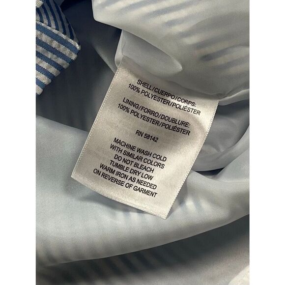 NEW London Times Sleeveless Blue White Lace Searsucker Stripe Shift Dress Size 6 - Picture 8 of 8